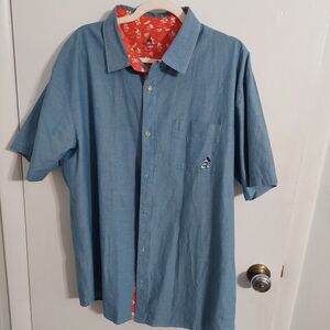 Disney Blue and Red Casual Button Down Shirt